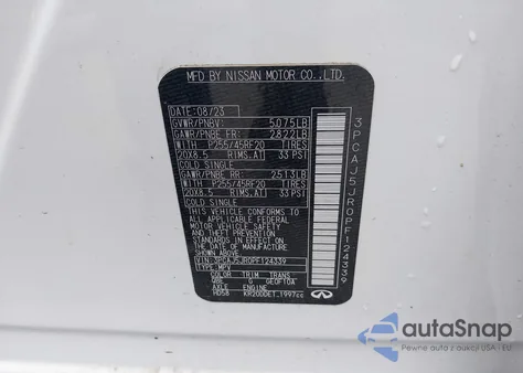 2023 Infiniti Qx55 Luxe Awd z USA, uszkodzony, nr VIN 3PCAJ5JR0PF124339